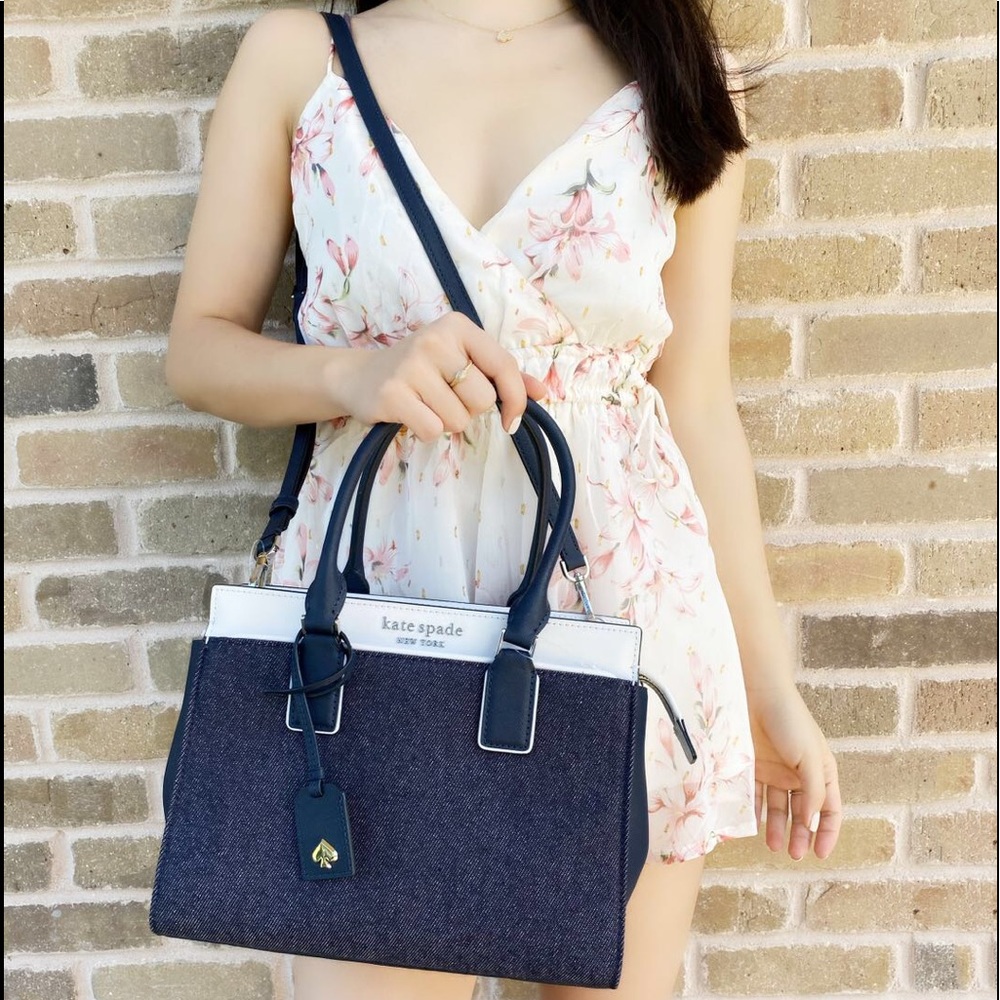 Kate Spade cameron denim colorblock satchel - Picture 2 of 6